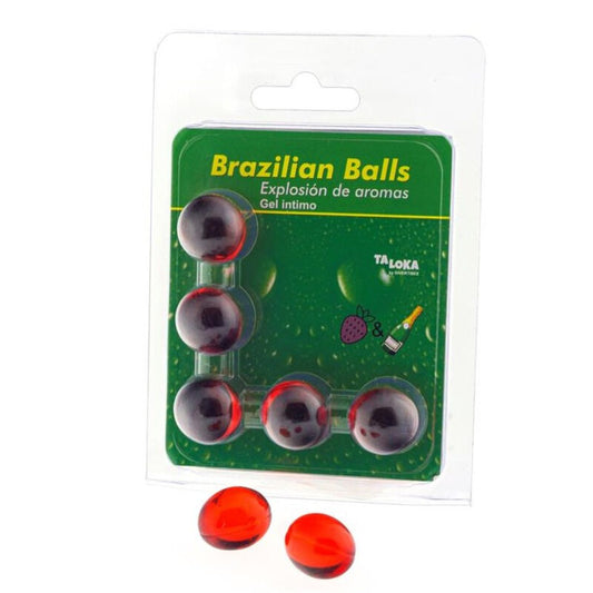 TALOKA - 5 BOULES BRÉSILIENNES GEL INTIME FRAISES & CHAMPAGNE