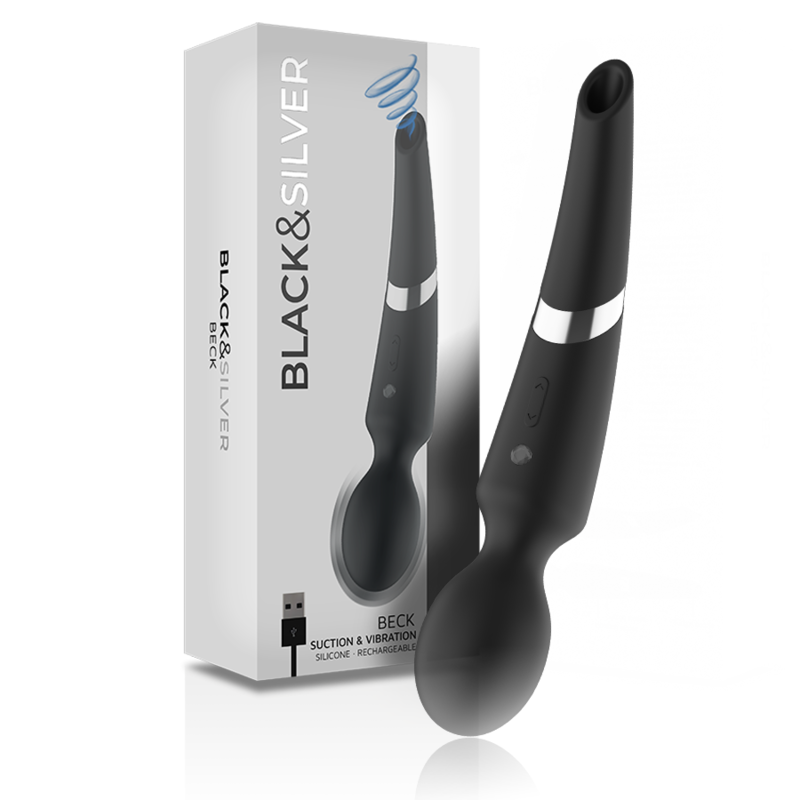 BLACK&SILVER - MASSEUR ET ASPIRATION RECHARGEABLE EN SILICONE BECK NOIR