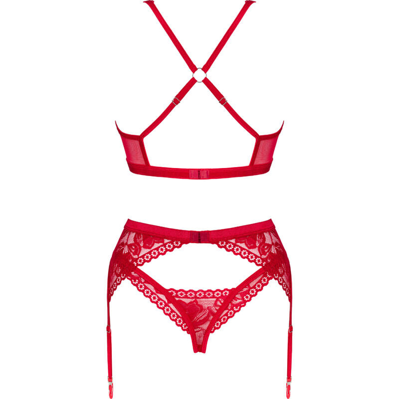 OBSESSIVE - ENSEMBLE LACELOVE TROIS PIÈCES ROUGE M/L