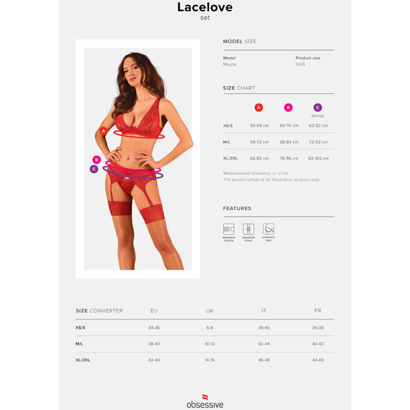 OBSESSIVE - ENSEMBLE LACELOVE TROIS PIÈCES ROUGE M/L