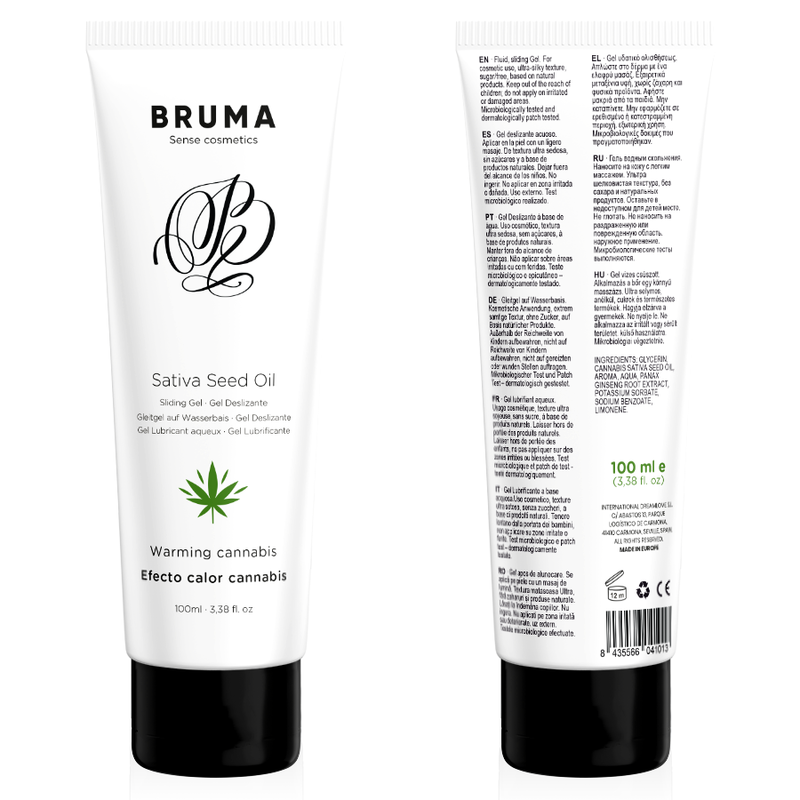 BRUMA - HUILE DE GRAINES DE SATIVA GEL GLISSANT RÉCHAUFFANT SAVEUR DE CANNABIS 100 ML