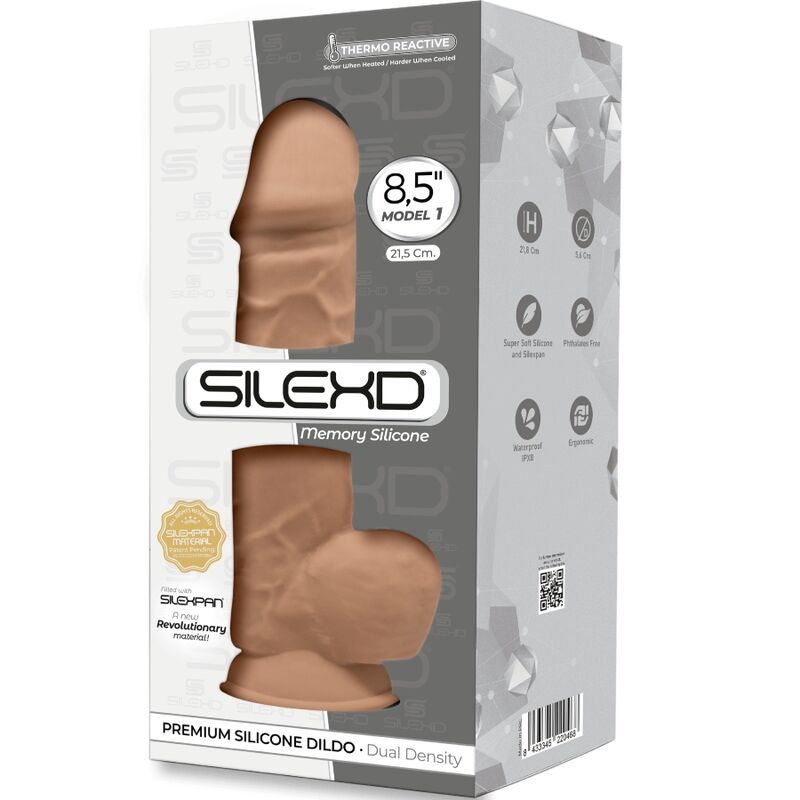 SILEXD - MODÈLE 1 PÉNIS RÉALISTE PREMIUM SILEXPAN SILICONE CARAMEL 21.5 CM