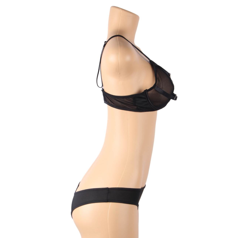 SUBBLIME - ENSEMBLE DEUX PIÈCES DE SOUTIEN-GORGE TRANSPARENT ET BANDES S/M