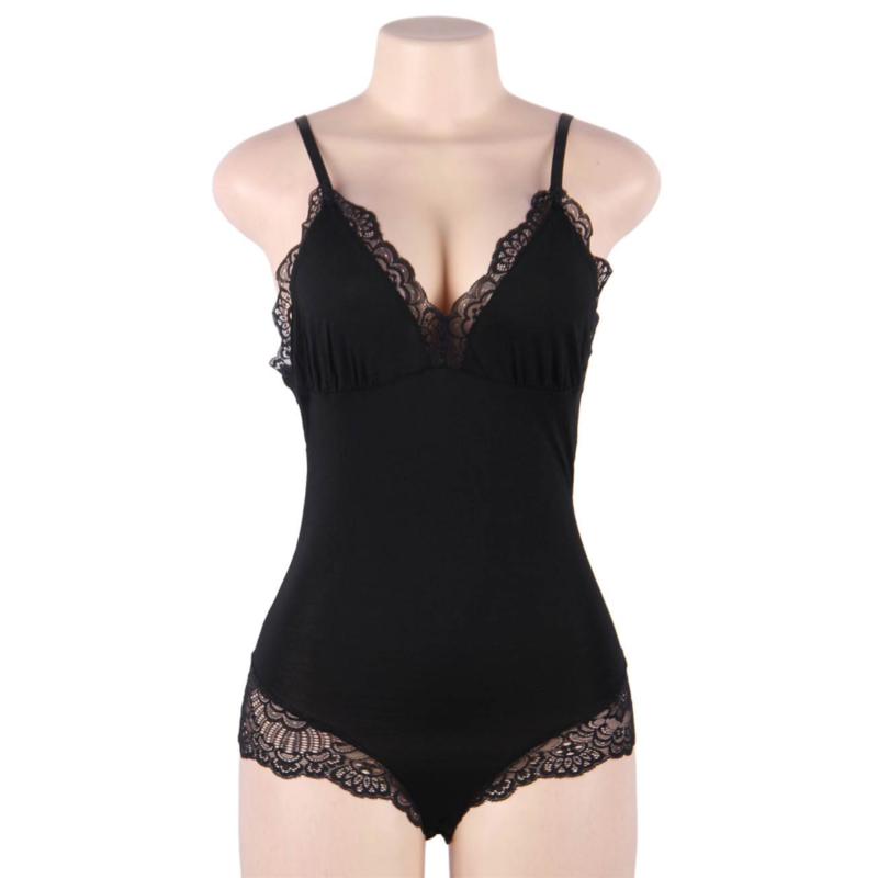 SUBBLIME - TEDDY DÉTAIL DENTELLE FLORALE NOIR S/M