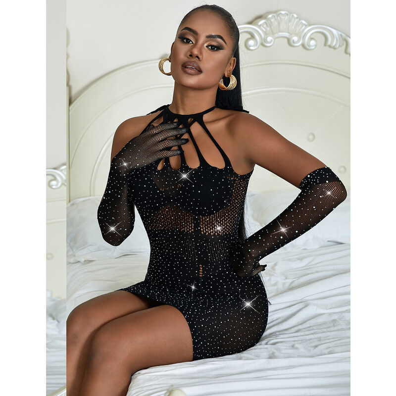 SUBBLIME - 952235 ROBE RÉSEILLE AVEC STRASS NOIR TAILLE UNIQUE