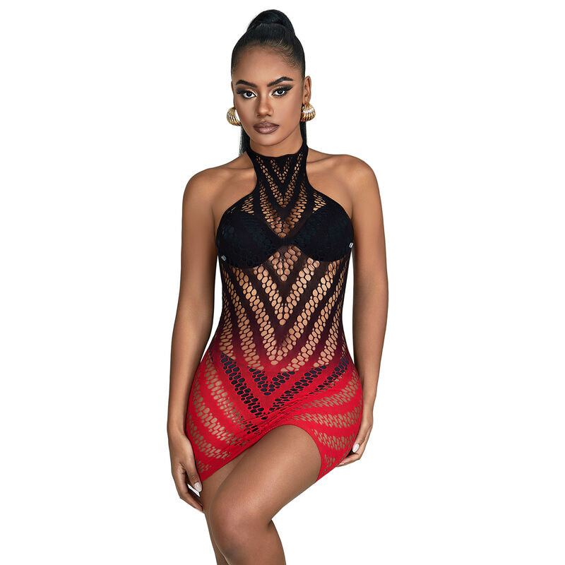 SUBBLIME - 952242 ROBE RÉSILLE ÉLASTIQUE DÉGRADÉ ROUGE ET NOIR TAILLE UNIQUE