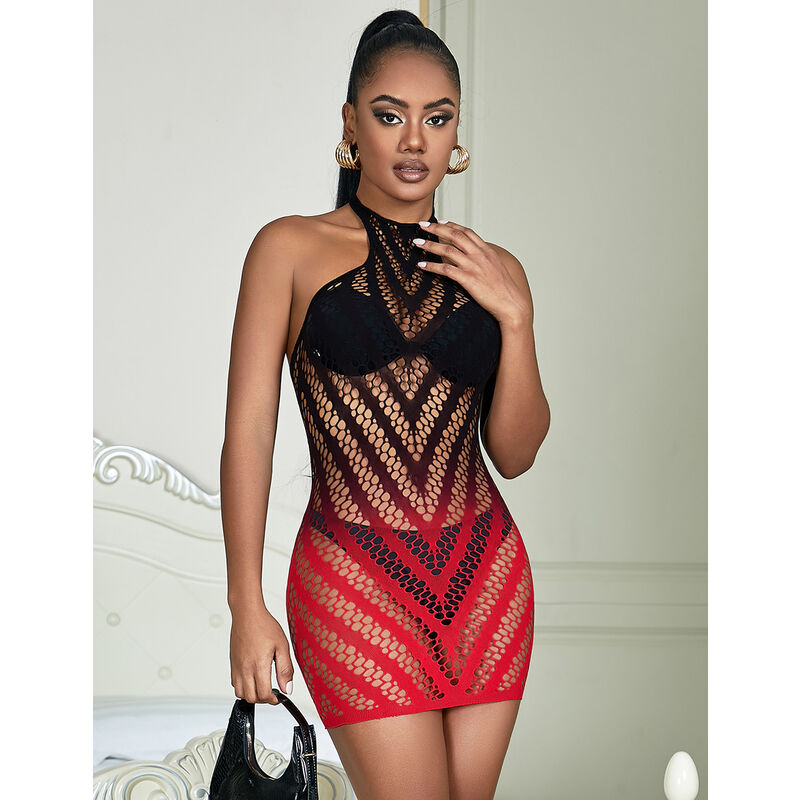 SUBBLIME - 952242 ROBE RÉSILLE ÉLASTIQUE DÉGRADÉ ROUGE ET NOIR TAILLE UNIQUE