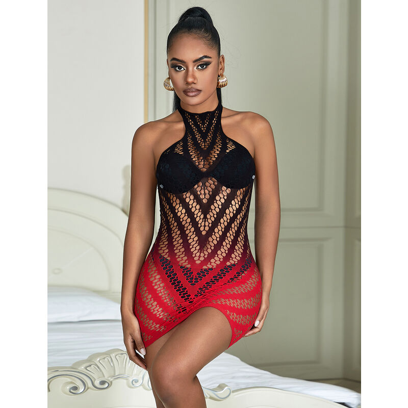 SUBBLIME - 952242 ROBE RÉSILLE ÉLASTIQUE DÉGRADÉ ROUGE ET NOIR TAILLE UNIQUE