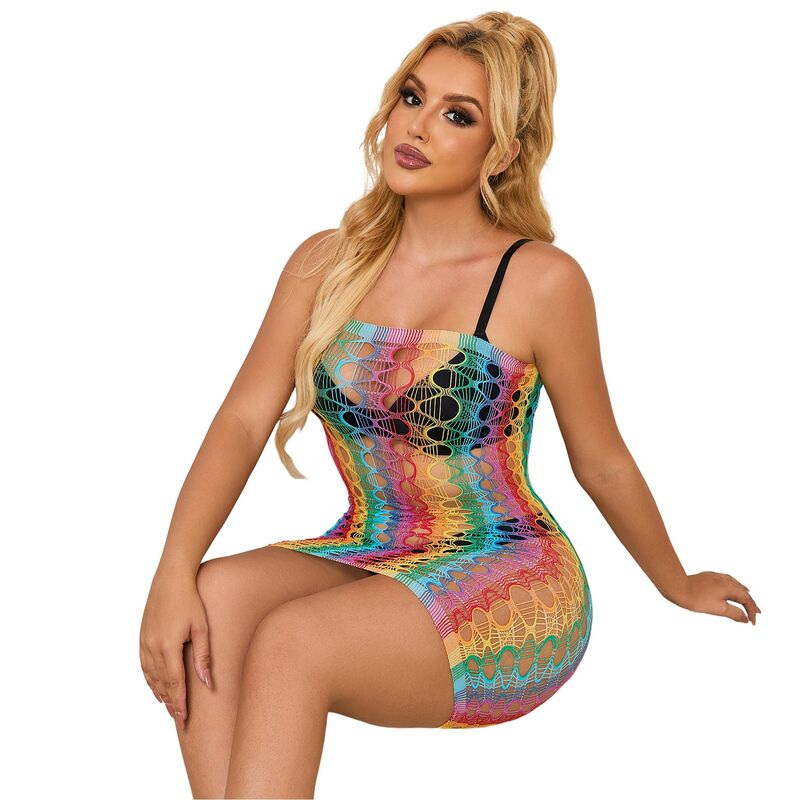 SUBBLIME - 952365 ROBE RÉSEILLE ÉPAULES NUES ARC-EN-CIEL TAILLE UNIQUE