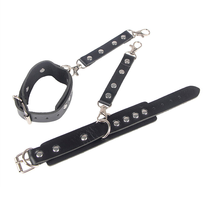 SUBBLIME - 953690 MENOTTES AVEC CEINTURE DE BONDAGE NOIRE TAILLE UNIQUE