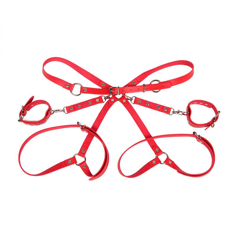 SUBBLIME - 953706 MENOTTES AVEC CEINTURE DE BONDAGE ROUGE TAILLE UNIQUE