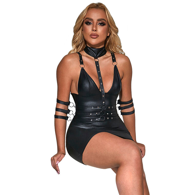 SUBBLIME - 954406 ROBE BONDAGE EN CUIR NOIR S/M