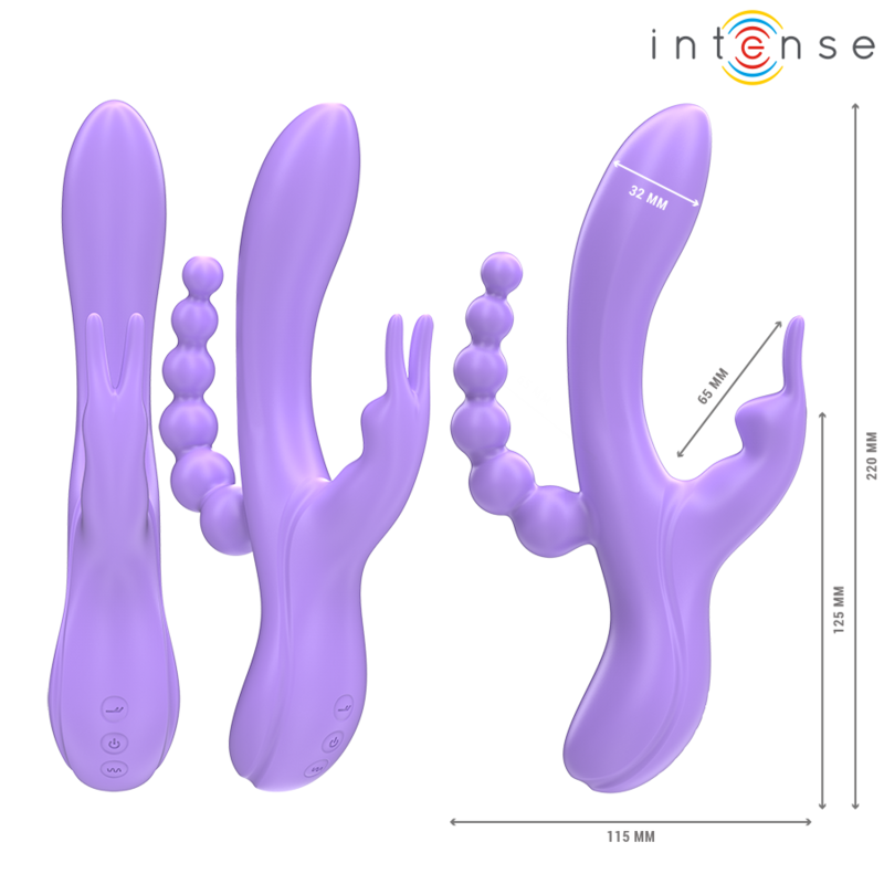 INTENSE - MIKO TRIPLE VIBRATEUR LAPIN & STIMULATEUR & ANAL 7 VIBRATIONS VIOLET